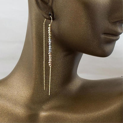 14K Yellow Gold Ball Bead Chain Earrings