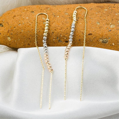 14K Yellow Gold Ball Bead Chain Earrings