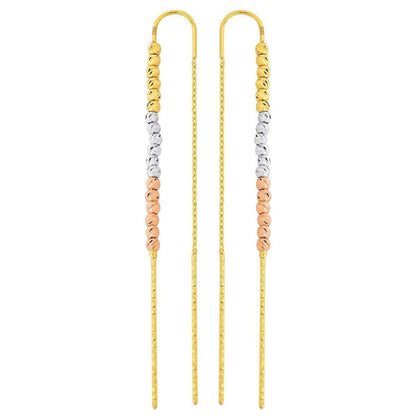14K Yellow Gold Ball Bead Chain Earrings