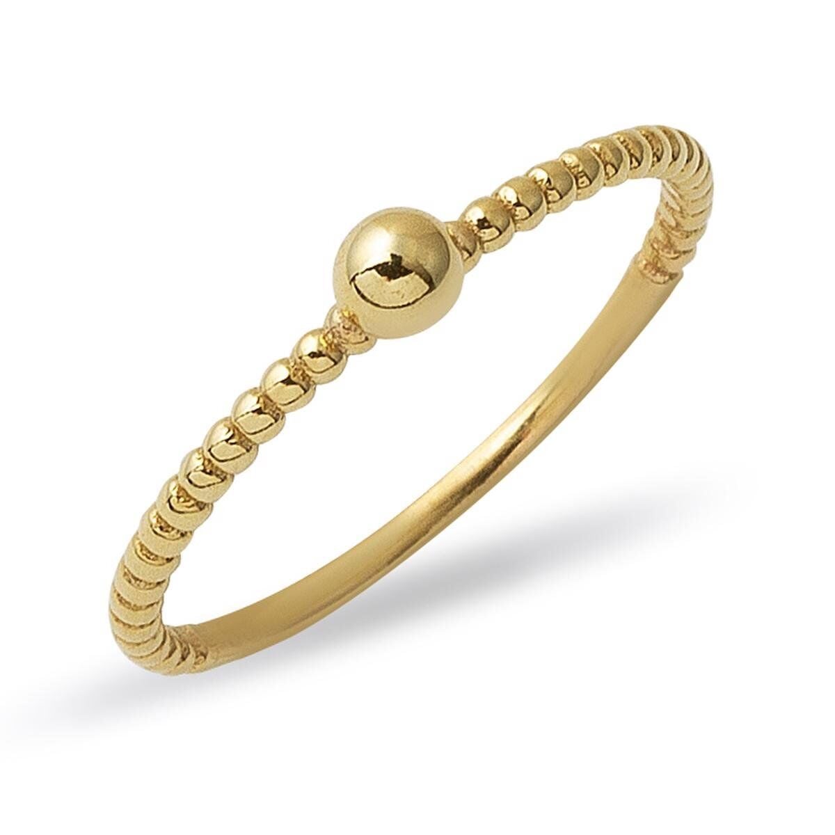 14K Yellow Gold Bead Pinky Ring