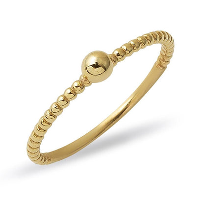 14K Yellow Gold Bead Pinky Ring