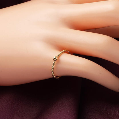 14K Yellow Gold Bead Pinky Ring