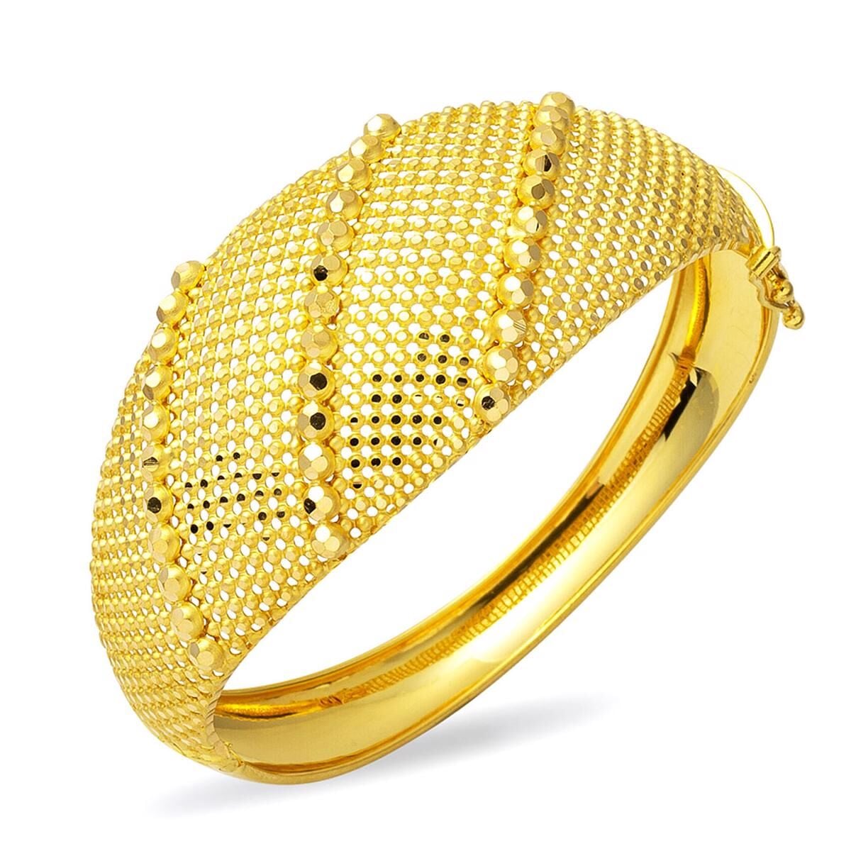 22K Yellow Gold Bead Hinged Cuff Bangle (22.29 g)