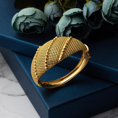 22K Yellow Gold Bead Hinged Cuff Bangle (22.29 g)