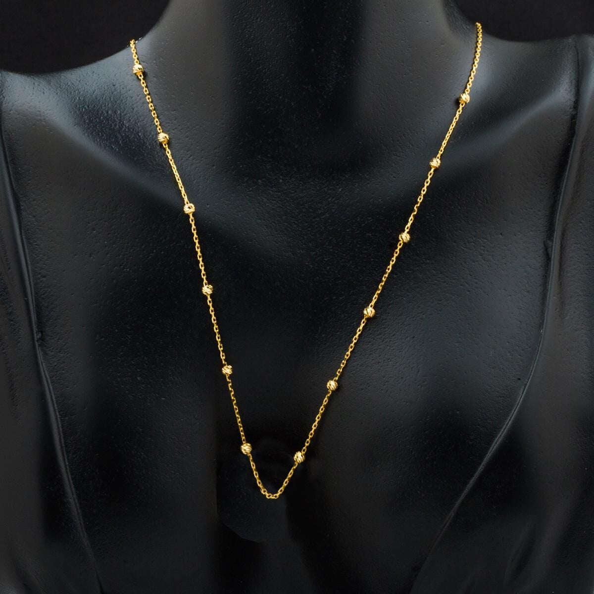 22K Yellow Gold Bead Chain Necklace