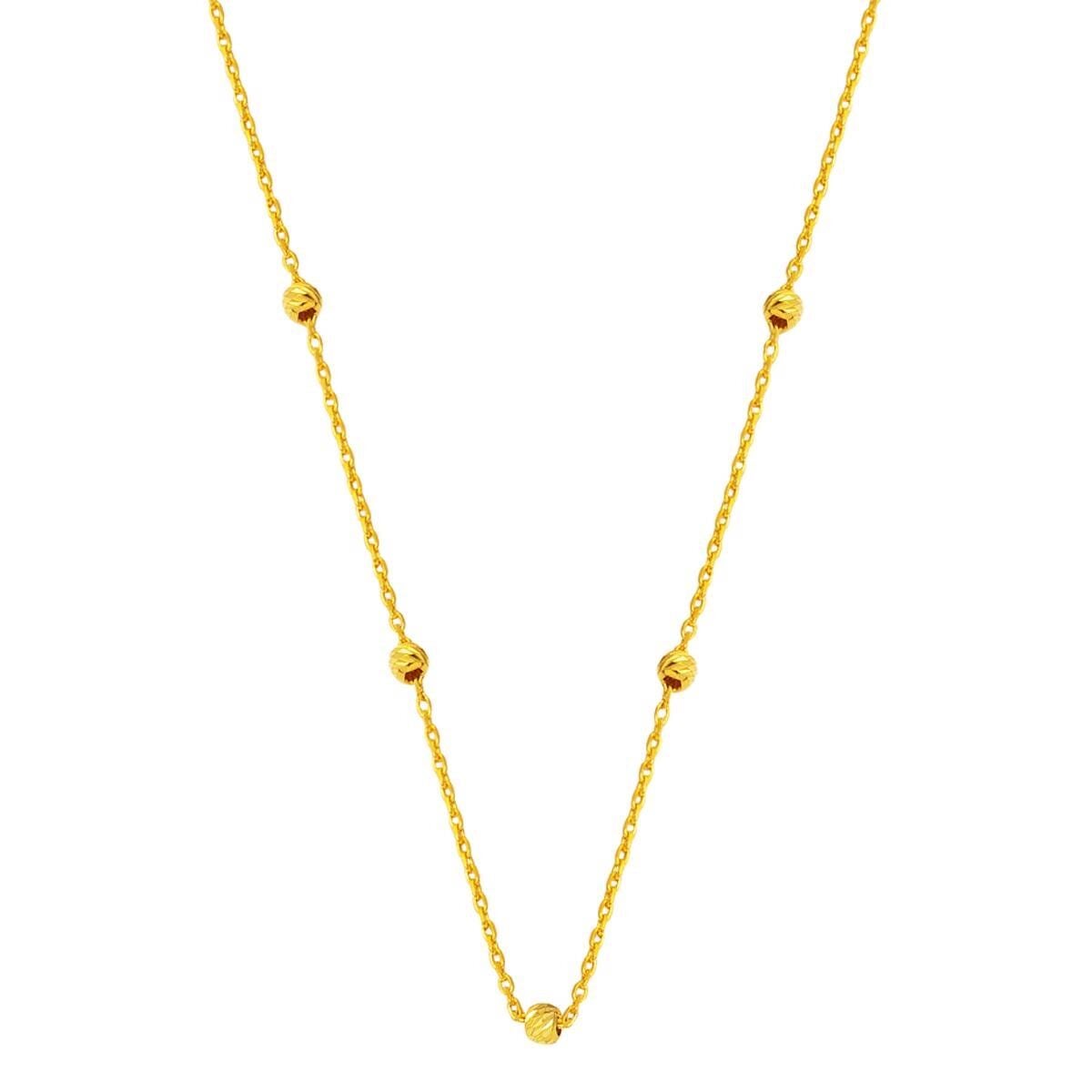 22K Yellow Gold Bead Chain Necklace