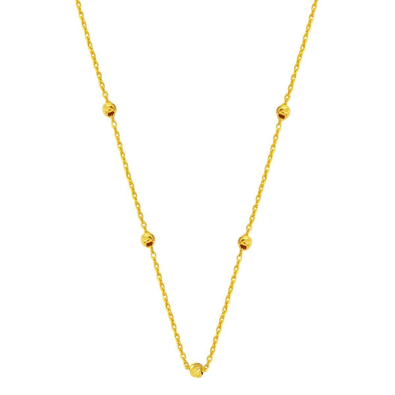 22K Yellow Gold Bead Chain Necklace