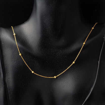 22K Yellow Gold Bead Chain Necklace