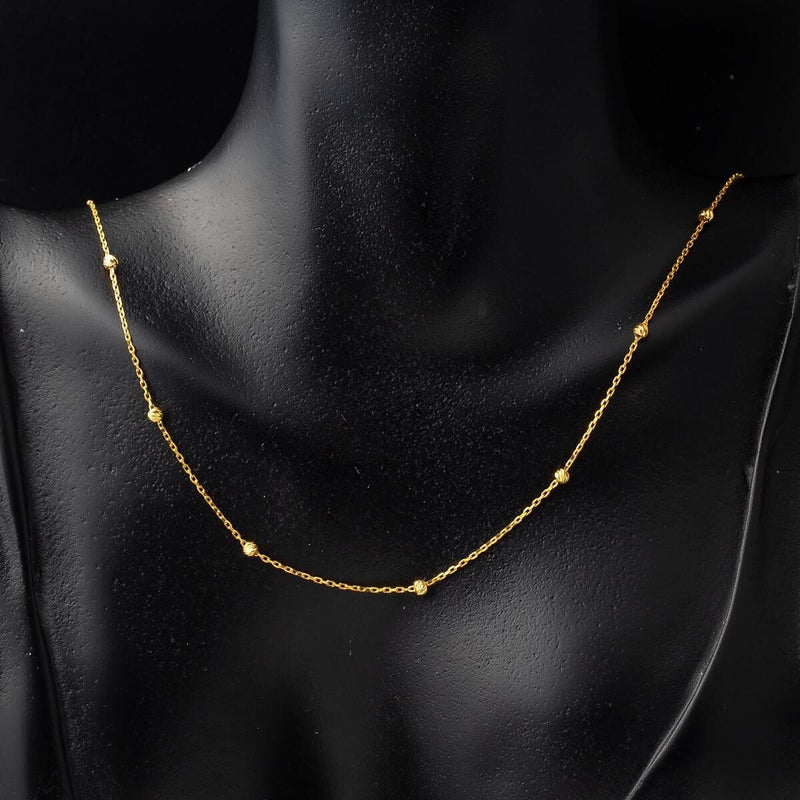 22K Yellow Gold Bead Chain Necklace