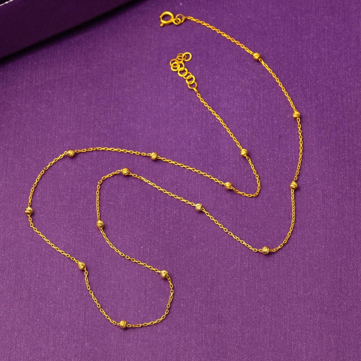 22K Yellow Gold Bead Chain Necklace