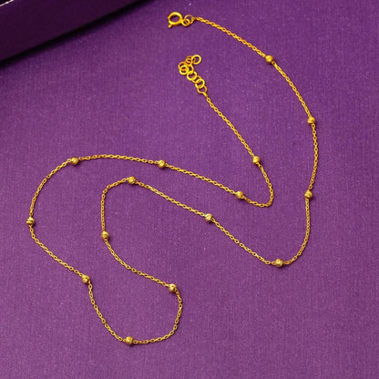 22K Yellow Gold Bead Chain Necklace