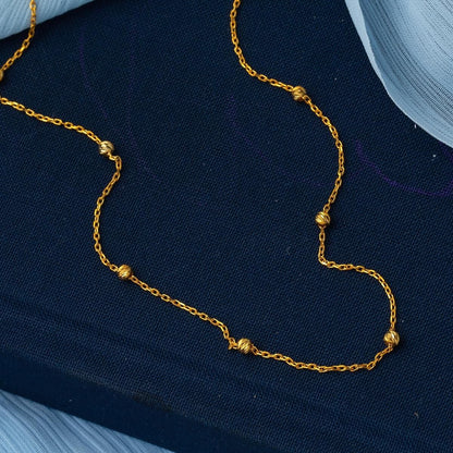 22K Yellow Gold Bead Chain Necklace
