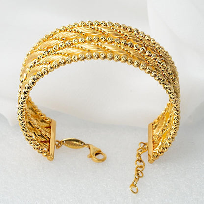 22K Yellow Gold Bead Wide Cuff Hinged Cuff Bangle (35 g)