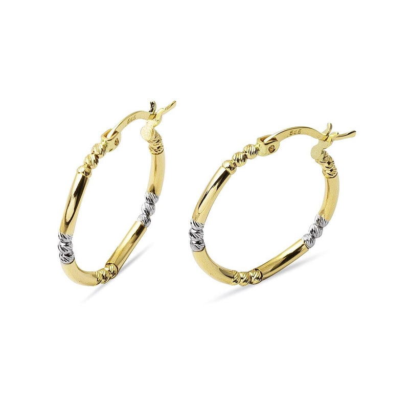 14K Yellow Gold Bead Hoop 2.0 cm Diameter Earrings