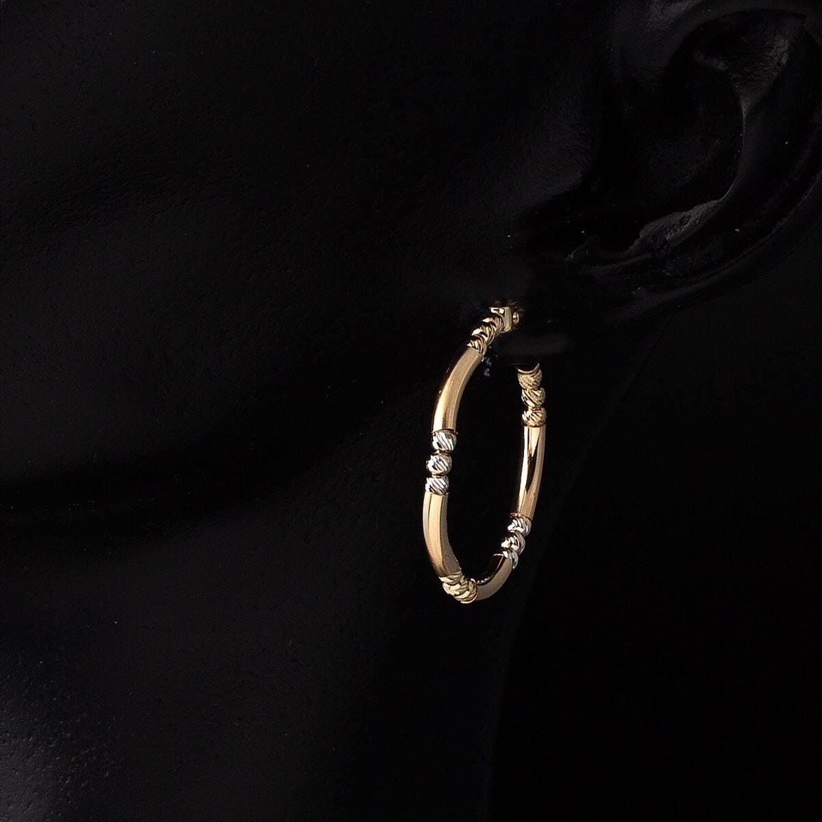 14K Yellow Gold Bead Hoop 2.0 cm Diameter Earrings