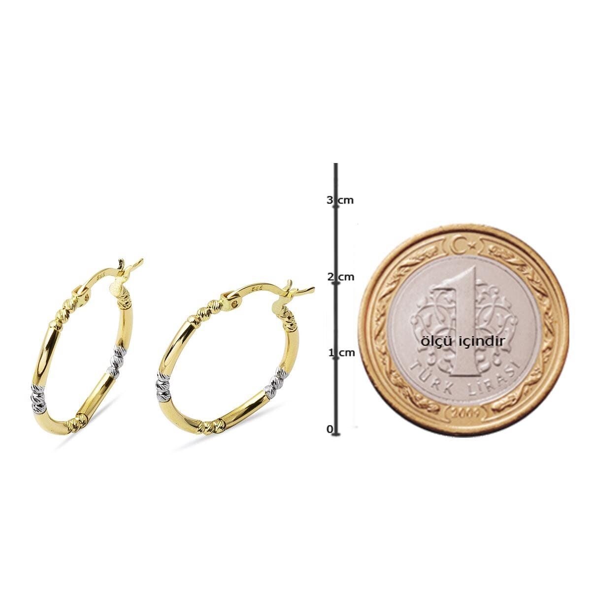 14K Yellow Gold Bead Hoop 2.0 cm Diameter Earrings
