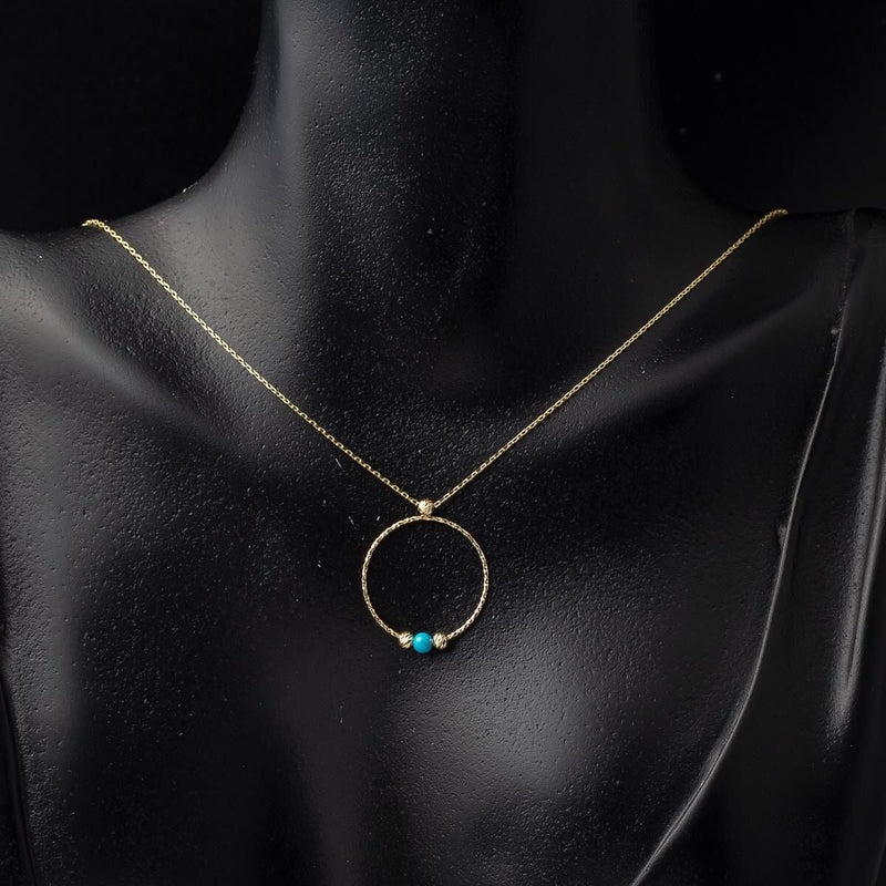 14K Yellow Gold Bead Hoop Necklace (1.81 g)