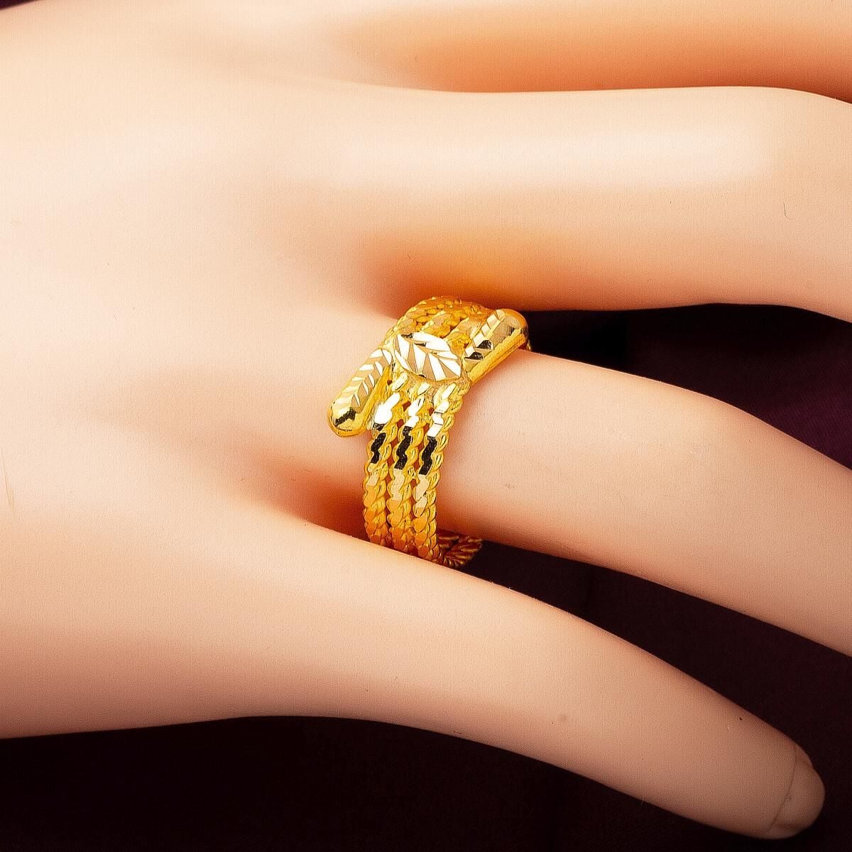 22K Yellow Gold Ball Twisted Ring