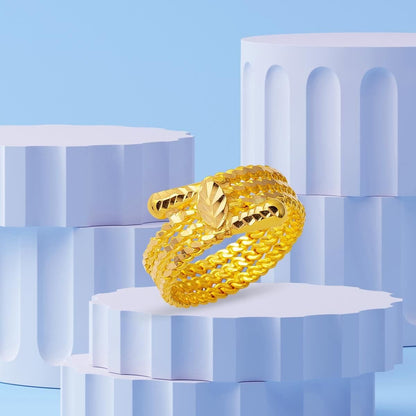 22K Yellow Gold Ball Twisted Ring