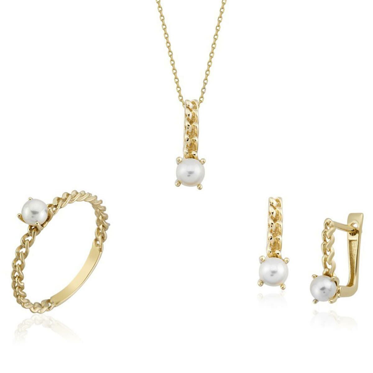 14K Yellow Gold Toulon Mini Pearl Jewelry Set