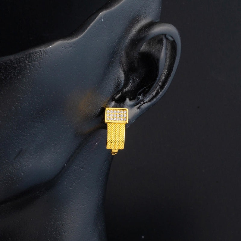 14K Yellow Gold Trabzon Mesh Women's Cubic Zirconia Clip-On Earrings