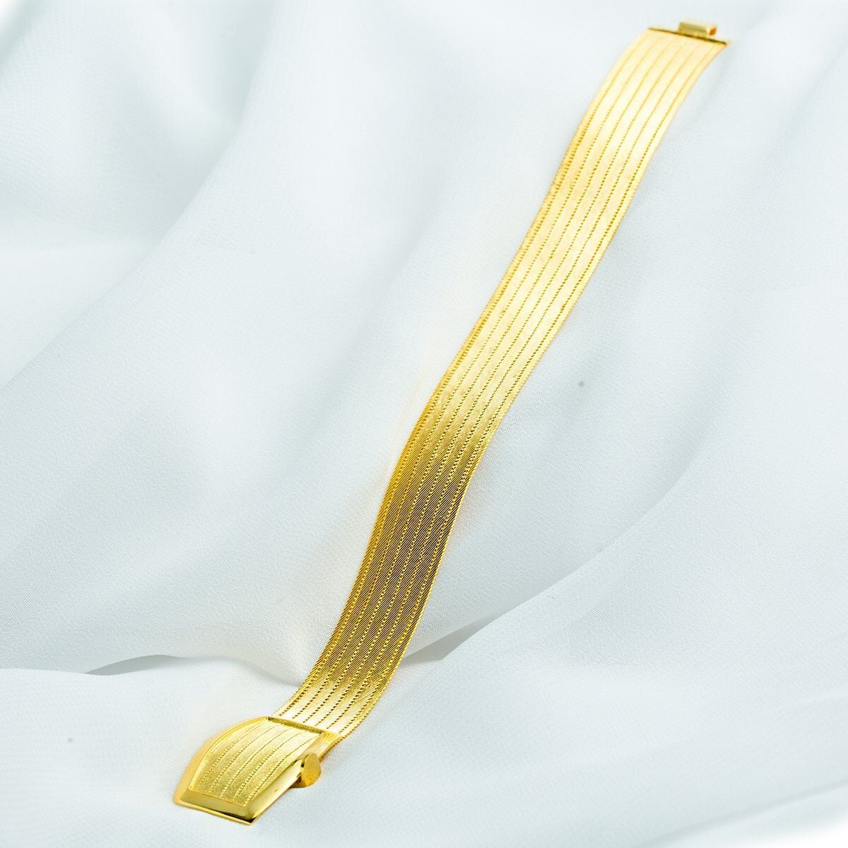 Yellow Gold Plated Sterling Silver 7 Row Trabzon Mesh Bangle