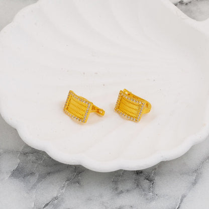 14K Yellow Gold Trabzon Mesh Cubic Zirconia Women's Earrings