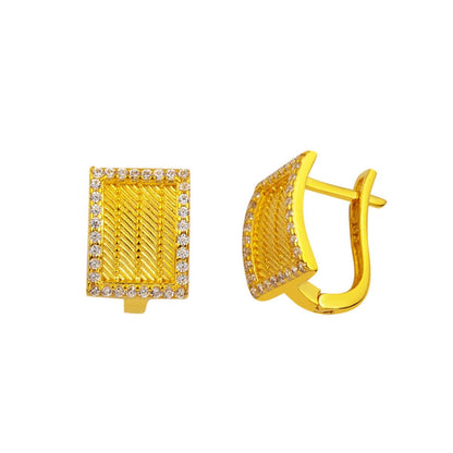 14K Yellow Gold Trabzon Mesh Cubic Zirconia Women's Earrings