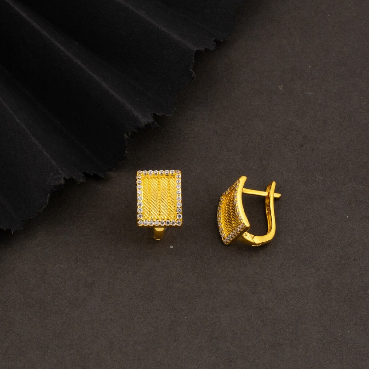 14K Yellow Gold Trabzon Mesh Cubic Zirconia Women's Earrings