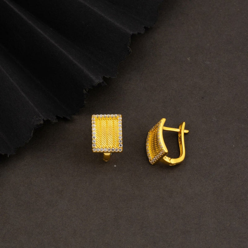 14K Yellow Gold Trabzon Mesh Cubic Zirconia Women's Earrings