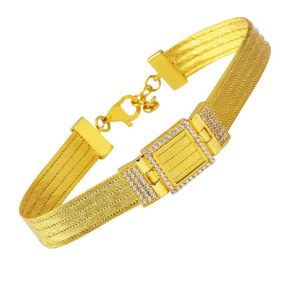 22K Yellow Gold Trabzon Mesh Belt Cubic Zirconia Bracelet