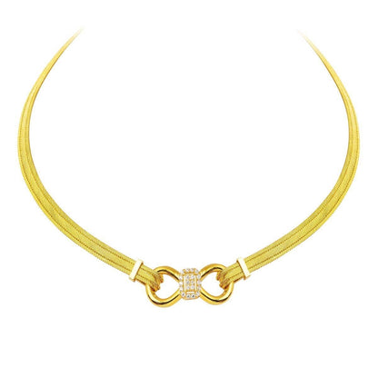 22K Yellow Gold Trabzon Mesh Braided Cubic Zirconia Set