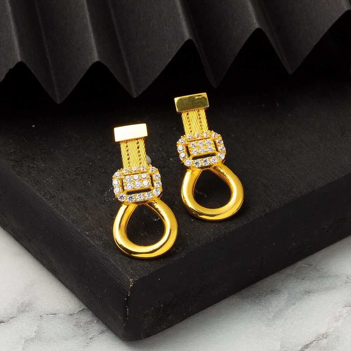 22K Yellow Gold Trabzon Mesh Braided Cubic Zirconia Set