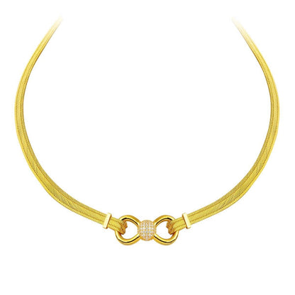 14K Yellow Gold Trabzon Mesh Cubic Zirconia Collar Necklace (13.8 g)