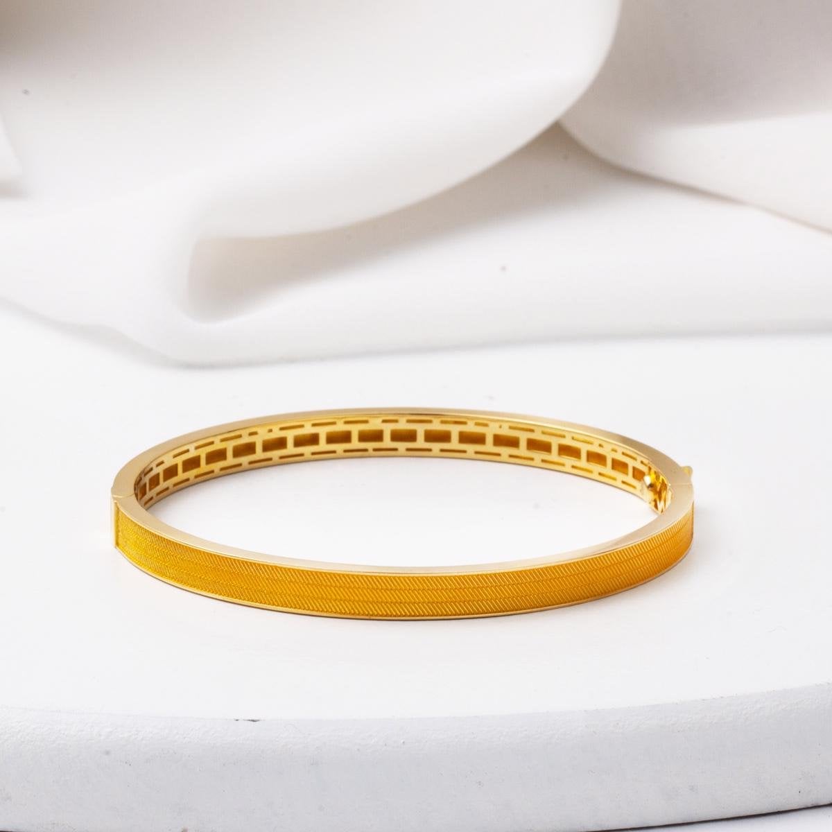 14K Yellow Gold Trabzon Mesh Hinged Cuff Bangle