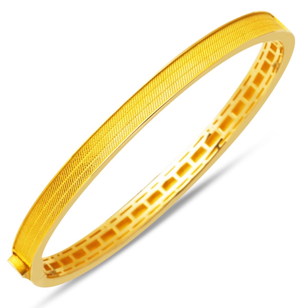 14K Yellow Gold Trabzon Mesh Hinged Cuff Bangle