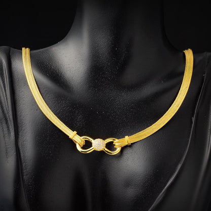 14K Yellow Gold Trabzon Mesh Cubic Zirconia Jewelry Set