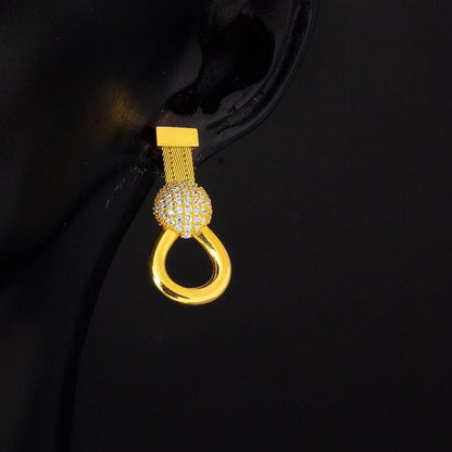 14K Yellow Gold Trabzon Mesh Cubic Zirconia Jewelry Set