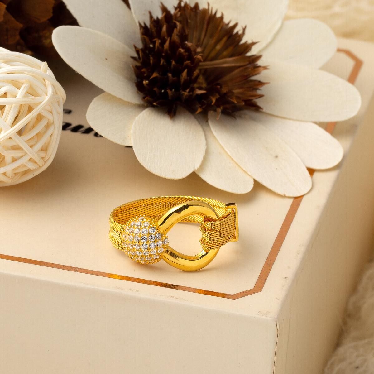 14K Yellow Gold Trabzon Mesh Cubic Zirconia Jewelry Set