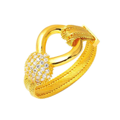 14K Yellow Gold Trabzon Mesh Cubic Zirconia Ring (3.5 g)