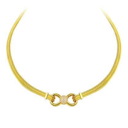 22K Yellow Gold Trabzon Mesh Cubic Zirconia Collar Necklace (18 g)