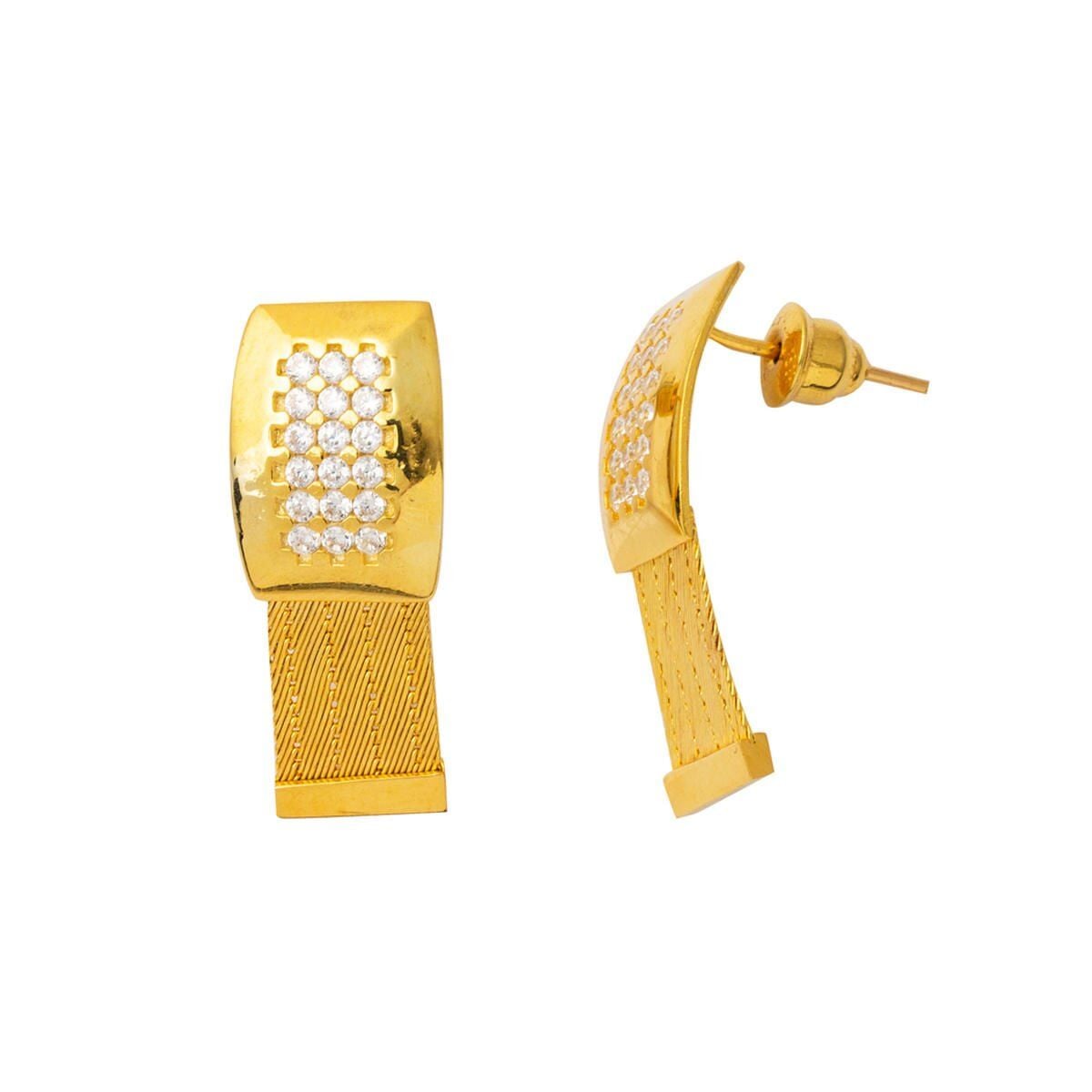 22K Yellow Gold Trabzon Mesh Cubic Zirconia Earrings (11.5 g)