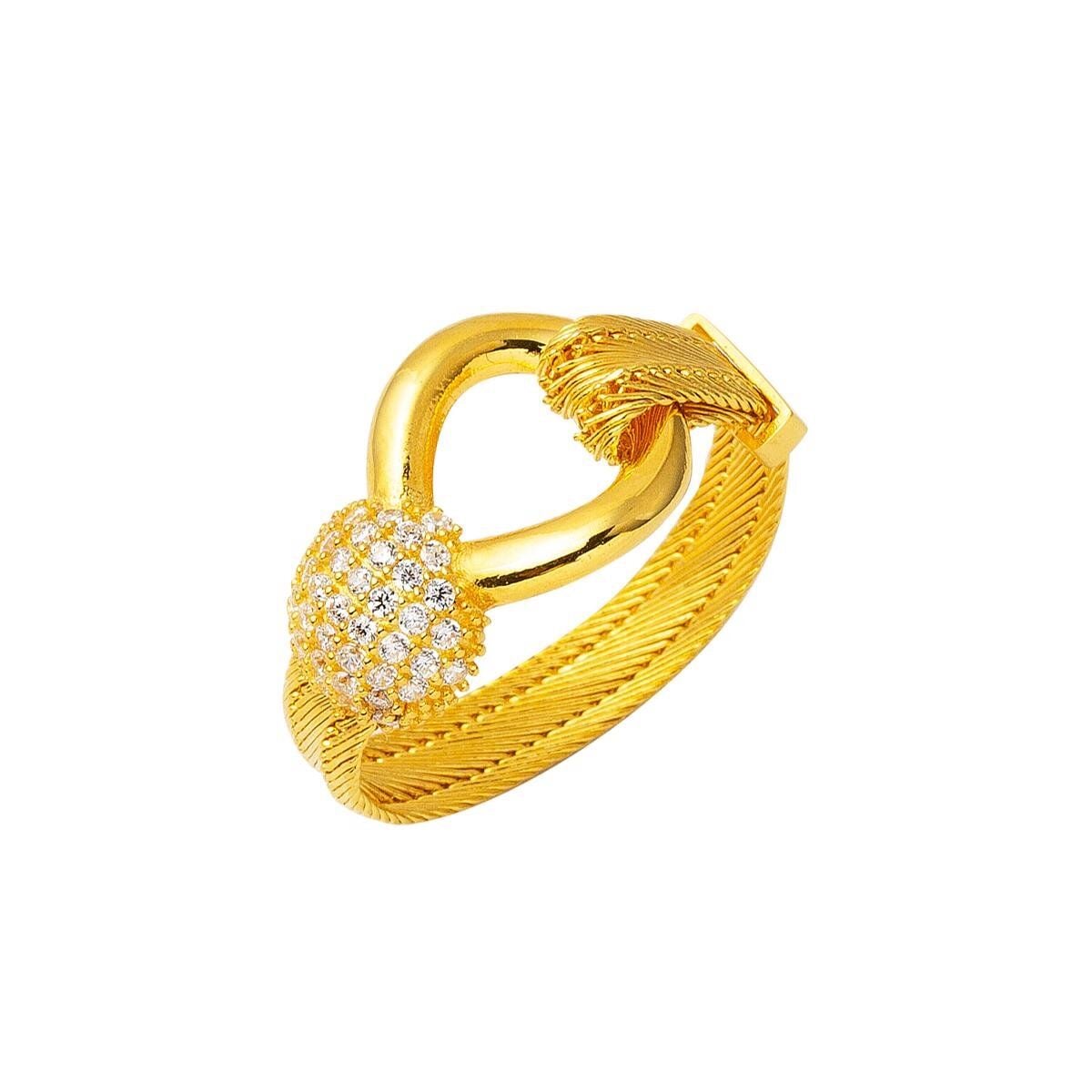 22K Yellow Gold Trabzon Mesh Cubic Zirconia Ring (4.6 g)