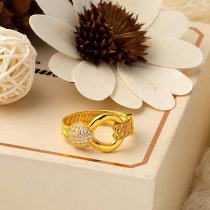 22K Yellow Gold Trabzon Mesh Cubic Zirconia Ring (4.6 g)