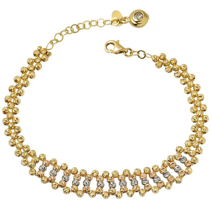 14K Yellow Gold Train Path Gold Bead Bracelet