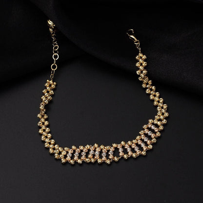 14K Yellow Gold Train Path Gold Bead Bracelet