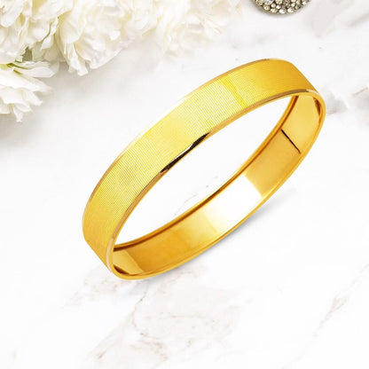 14K Yellow Gold Trendy Mesh Bangle
