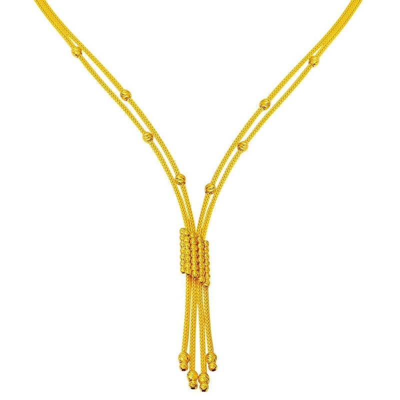 14K Yellow Gold Trendy Braided Chain Collar Necklace