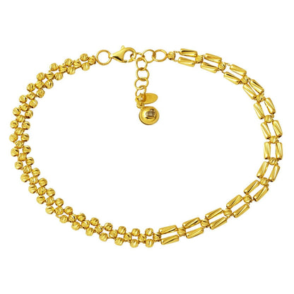 14K Yellow Gold Trendy Gold Bead Bracelet