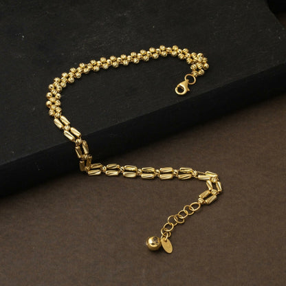 14K Yellow Gold Trendy Gold Bead Bracelet